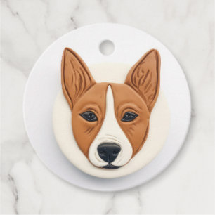 Etiquetas Para Recuerdos Perro Basenji Inspirado en 3D