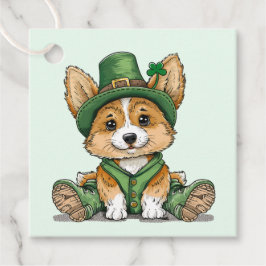 Etiquetas Para Recuerdos Perro Corgi del Día de San Patricio