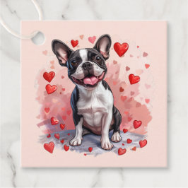 Etiquetas Para Recuerdos Perro del día de San Valentín Boston Terrier