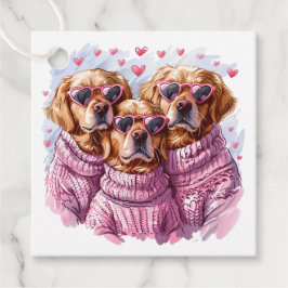 Etiquetas Para Recuerdos Perros del día de San Valentín Golden Retriever