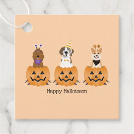 Etiquetas Para Recuerdos Perros felices de Halloween en calabazas