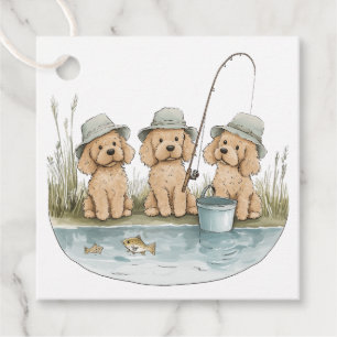 Etiquetas Para Recuerdos Perros Goldendoodle pescando