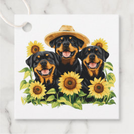 Etiquetas Para Recuerdos Perros Rottweiler Rodeados De Girasoles
