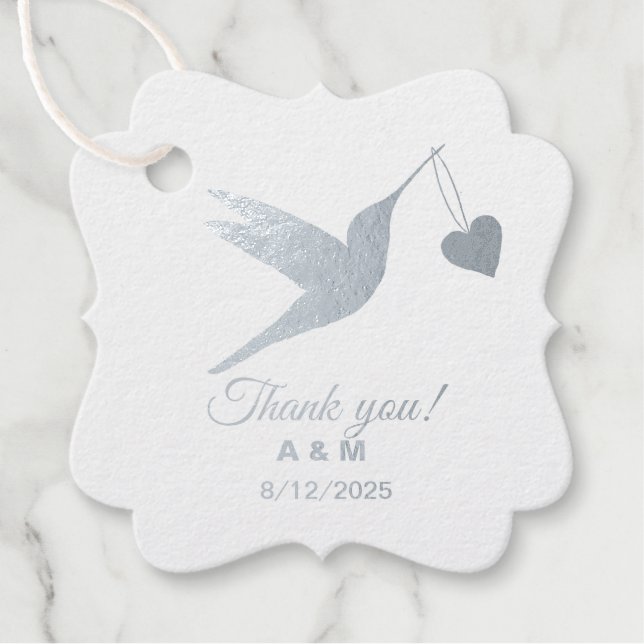 Etiquetas Para Recuerdos Personalizable Hummingbird Silver (Anverso)