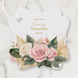 Etiquetas Para Recuerdos Personalización de las rosas rosadas de la ducha d