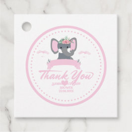 Etiquetas Para Recuerdos Personalizada floral rosa lindo Elefante Baby Show