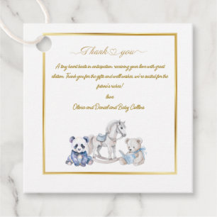 Etiquetas Para Recuerdos Personalizado Baby Panda con un caballo mecedor