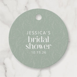 Etiquetas Para Recuerdos Personalizado Botánico Rústico Sage Green Ducha nu