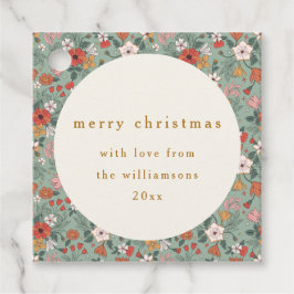 Etiquetas Para Recuerdos Personalizado botánico verde sabio Feliz Navidad