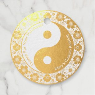 Etiquetas Para Recuerdos Personalizado Business gracias Yin Yang Flowers