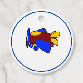 Etiquetas Para Recuerdos Personalizado de avión azul amarillo rojo curado p