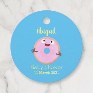 Etiquetas Para Recuerdos Personalizado de donut rosa alegre y brillante
