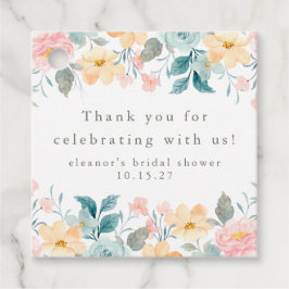 Etiquetas Para Recuerdos Personalizado de ducha de novia floral rosada Verd