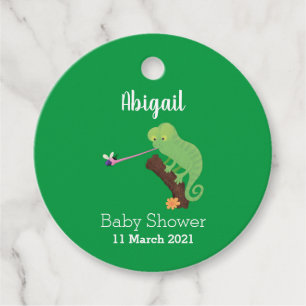 Etiquetas Para Recuerdos Personalizado de lagarto de camaleón verde lindo
