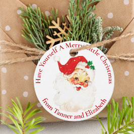 Etiquetas Para Recuerdos Personalizado de Mid Century Vintage Santa Claus