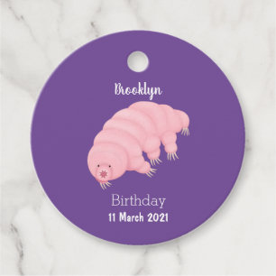 Etiquetas Para Recuerdos Personalizado de oso de agua tardígrado rosa y sua