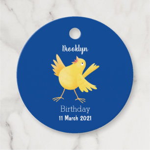 Etiquetas Para Recuerdos Personalizado de pájaro canario amarillo cantando 