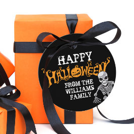 Etiquetas Para Recuerdos Personalizado Familia Halloween Fiesta anual Skele