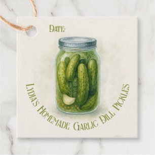 Etiquetas Para Recuerdos Personalizado Fecha Garlic Casero Dill Pickles Eti