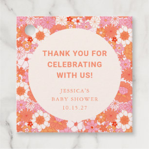 Etiquetas Para Recuerdos Personalizado Floral Rosa Retro Boho Baby Shower G