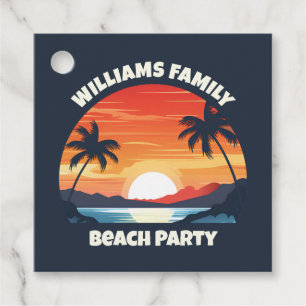 Etiquetas Para Recuerdos Personalizado Guay Sunrise Palm Trees Fiesta Blue