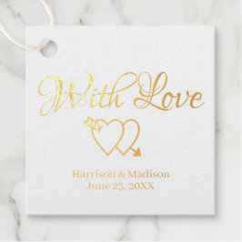 Etiquetas Para Recuerdos Personalizado guión oro corazones Boda regalo