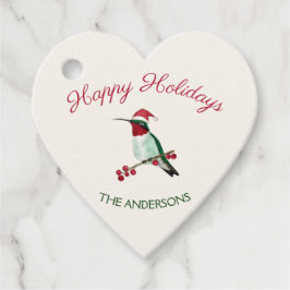 Etiquetas Para Recuerdos Personalizado Happy Holidays Santa Hummingbird