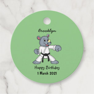 Etiquetas Para Recuerdos Personalizado lindo rhino kung fu personalizado