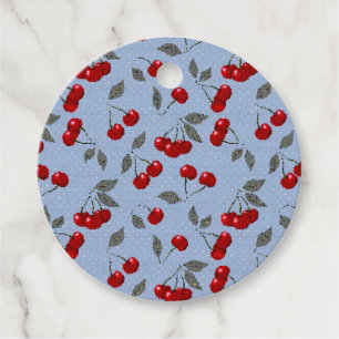 Etiquetas Para Recuerdos Personalizado lindo rojo cerezo verde hojas fondo 