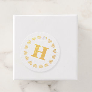 Etiquetas Para Recuerdos Personalizado monograma corazón corona oro Relieve