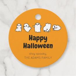 Etiquetas Para Recuerdos PERSONALIZADO naranja Cute Spooky Ghost Halloween 