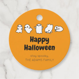 Etiquetas Para Recuerdos PERSONALIZADO naranja Cute Spooky Ghost Halloween 