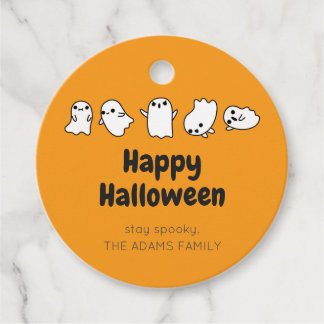Etiquetas Para Recuerdos PERSONALIZADO naranja Cute Spooky Ghost Halloween 
