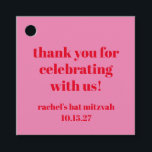 Etiquetas Para Recuerdos Personalizado Negrita Bat Mitzvah Rojo Moderno<br><div class="desc">Personalizado negrita tipografía brillante rosado y rojo moderno murciélago Mitzvah Gracias por las etiquetas de favor</div>