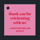 Etiquetas Para Recuerdos Personalizado Negrita Bat Mitzvah Rojo Moderno<br><div class="desc">Personalizado negrita tipografía brillante rosado y rojo moderno murciélago Mitzvah Gracias por las etiquetas de favor</div>