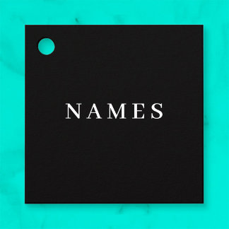 Etiquetas Para Recuerdos Personalizado negro simple Añadir su nombre elegan