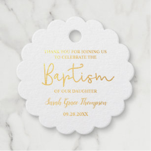 Etiquetas Para Recuerdos Personalizado Nombre de guión moderno Bebé Baptism