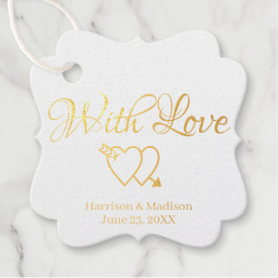 Etiquetas Para Recuerdos Personalizado oro guión corazones Boda regalo