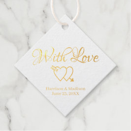 Etiquetas Para Recuerdos Personalizado oro guión corazones Boda regalo