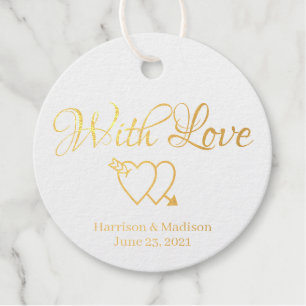 Etiquetas Para Recuerdos Personalizado oro guión corazones Boda regalo