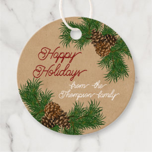 Etiquetas Para Recuerdos Personalizado Pinecones Pine Needles Brands Wreath