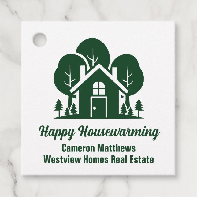 Etiquetas Para Recuerdos Personalizado Real Estate Company Green Forest Hou (Anverso)