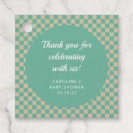 Etiquetas Para Recuerdos Personalizado Retro Checkerboard Mint Shower Graci