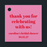 Etiquetas Para Recuerdos Personalizado Rojo Negrita Bridal Shower Gracias<br><div class="desc">Tipografía audaz Personalizado rosa brillante y rojo moderno divertido ducha de novia gracias a etiquetas favoritas</div>
