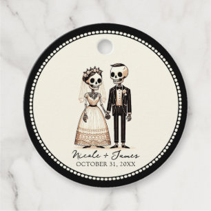 Etiquetas Para Recuerdos Personalizado Skeleton Bride + Groom Whimsical Bod
