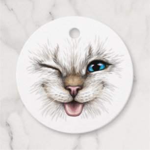 Etiquetas Para Recuerdos Personalizado Texto Winking Cat