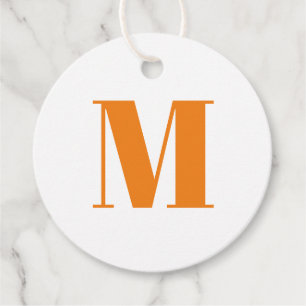 Etiquetas Para Recuerdos Personalizar monograma regalo inicial naranja blan