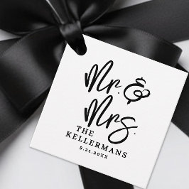 Etiquetas Para Recuerdos Personalized Black White Script Wedding