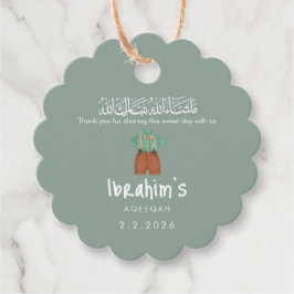 Etiquetas Para Recuerdos Personalized Islamic Aqiqah Baby Boy Round Gift