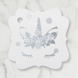 Etiquetas Para Recuerdos Pestañas y Copos de Nieve de Unicornio de Lámina d